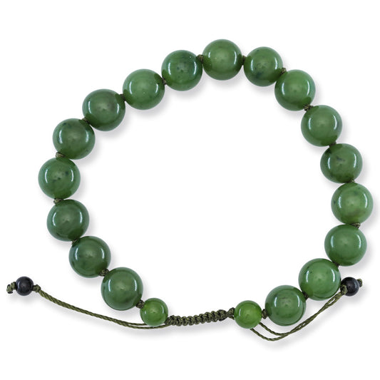 GREEN NEPHRITE JADE ADJUSTABLE BEAD BRACELET UPC #393363