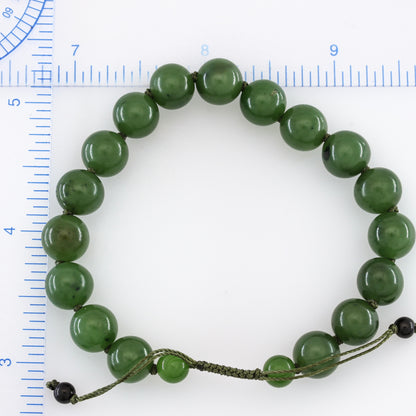 GREEN NEPHRITE JADE ADJUSTABLE BEAD BRACELET UPC #393363