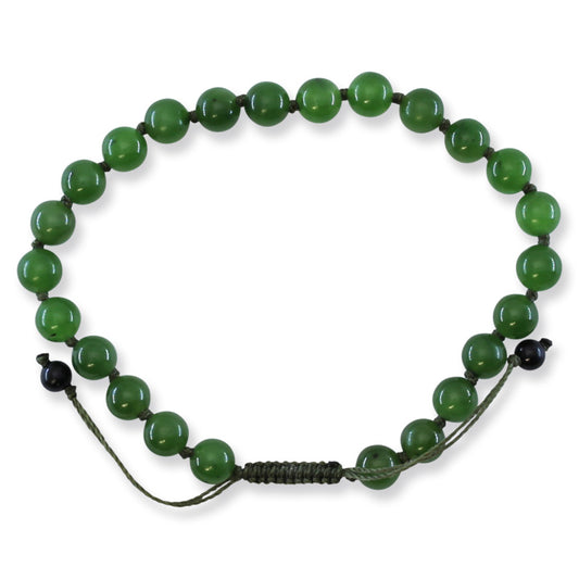 Green Nephrite Jade Adjustable Bead Bracelet | UPC #393691