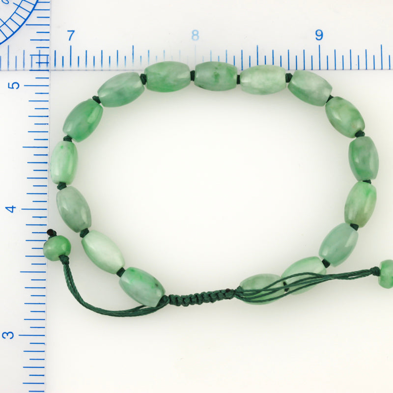 GREEN JADEITE JADE ADJUSTABLE LOTUS BEAD BRACELET UPC #370128