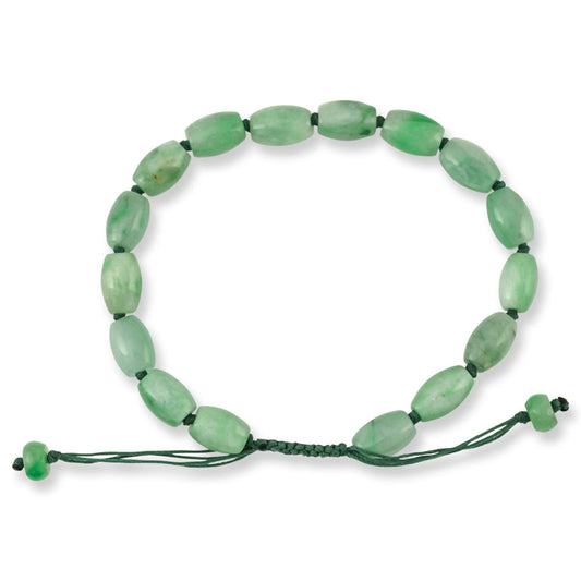 GREEN JADEITE JADE ADJUSTABLE LOTUS BEAD BRACELET UPC #370128