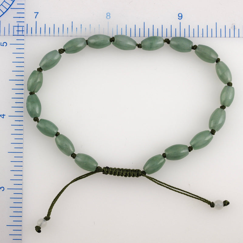 GREEN JADEITE JADE ADJUSTABLE LOTUS BEAD BRACELET UPC #385757