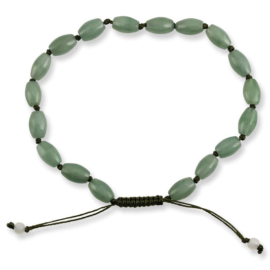 GREEN JADEITE JADE ADJUSTABLE LOTUS BEAD BRACELET UPC #385757