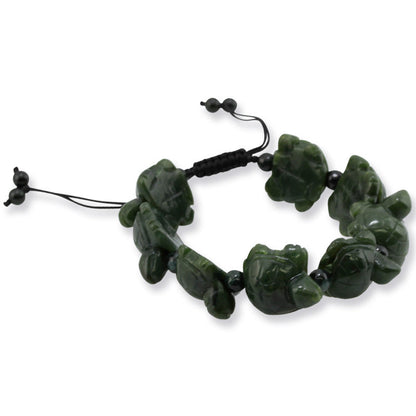 GREEN NEPHRITE JADE CARVED TURTLE BRACELET UPC #373976