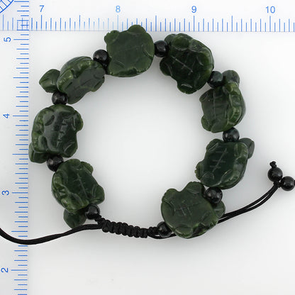 GREEN NEPHRITE JADE CARVED TURTLE BRACELET UPC #373976