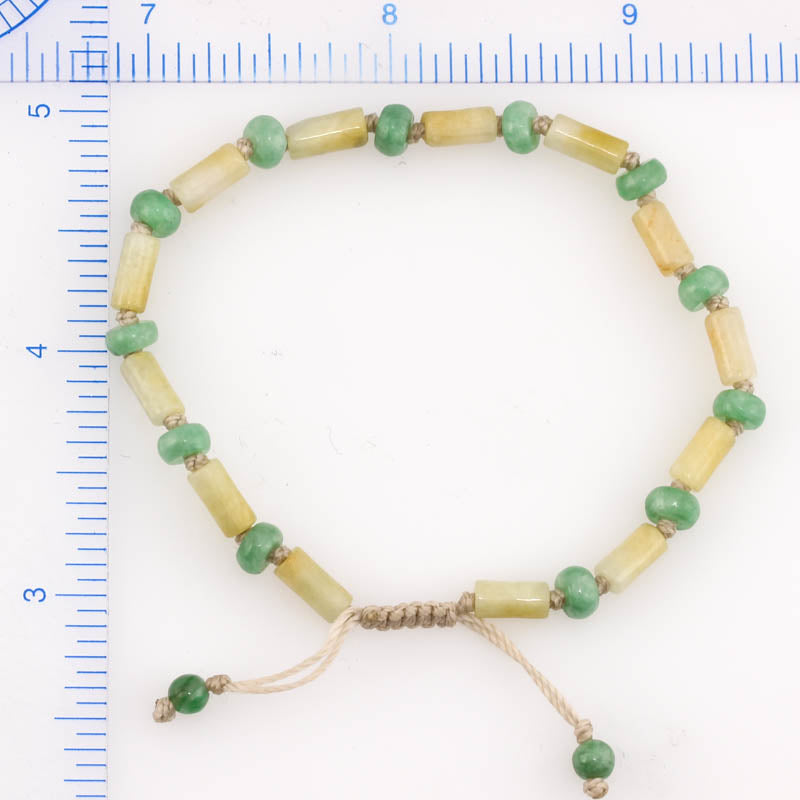 ADJUSTABLE GREEN & YELLOW JADEITE JADE BRACELET UPC #374768