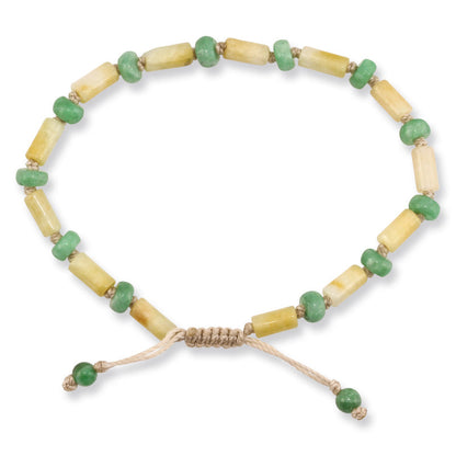 ADJUSTABLE GREEN & YELLOW JADEITE JADE BRACELET UPC #374768