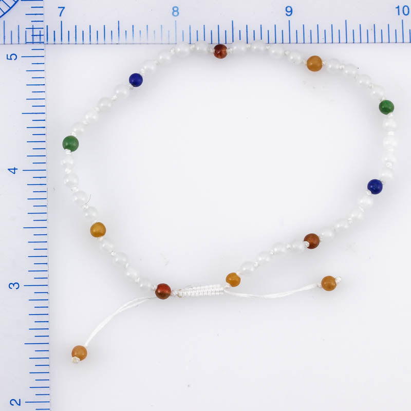 ICE & RAINBOW JADEITE JADE ADJUSTABLE BEAD BRACELET UPC #378827