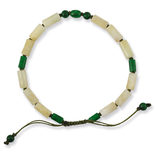 GREEN & YELLOW JADEITE JADE ADJUSTABLE BRACELET UPC #380103