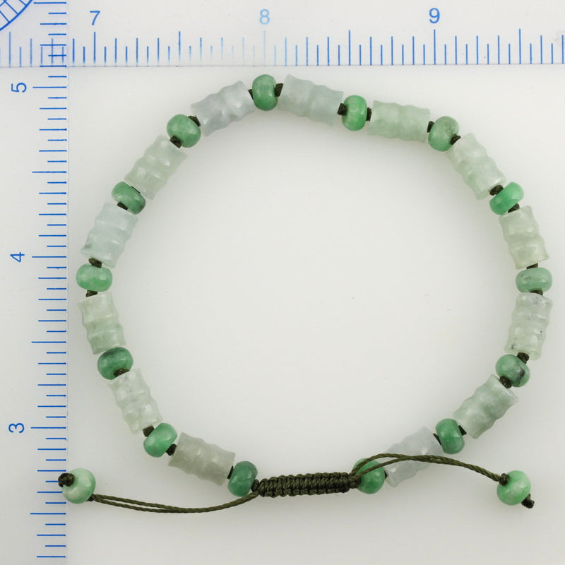 CARVED GREEN JADEITE JADE ADJUSTABLE BEAD BRACELET UPC #383456