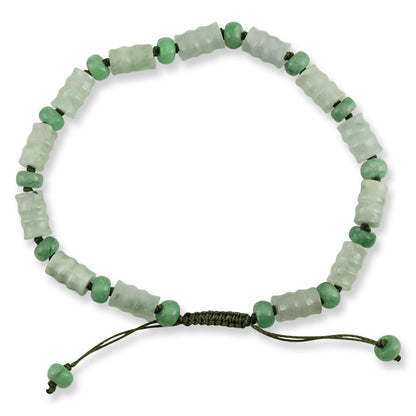 CARVED GREEN JADEITE JADE ADJUSTABLE BEAD BRACELET UPC #383456