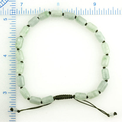 GREEN JADEITE JADE ADJUSTABLE CYLINDER BEAD BRACELET UPC #385740