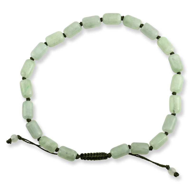 GREEN JADEITE JADE ADJUSTABLE CYLINDER BEAD BRACELET UPC #385740