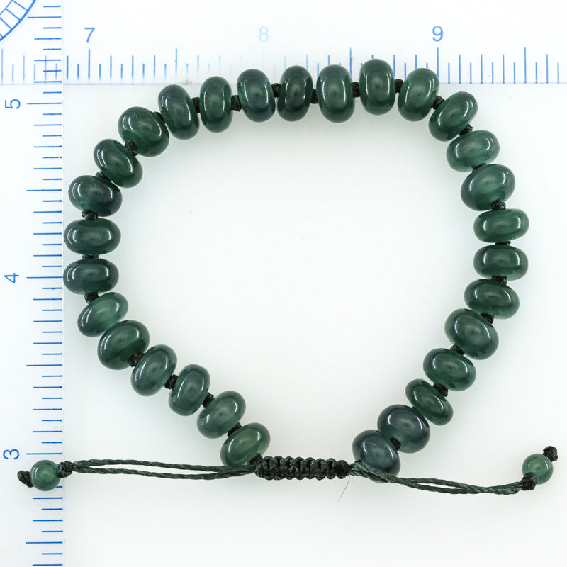 BLUE GREEN JADEITE JADE ADJUSTABLE BEAD BRACELET UPC #393462