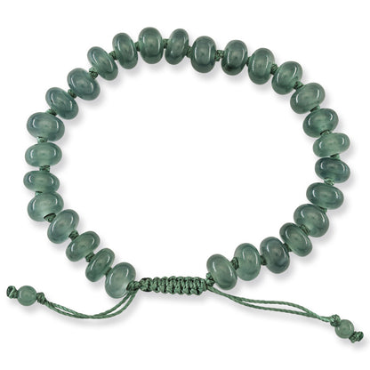 BLUE GREEN JADEITE JADE ADJUSTABLE ABACUS BEAD BRACELET UPC #393400