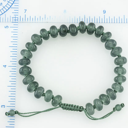 BLUE GREEN JADEITE JADE ADJUSTABLE ABACUS BEAD BRACELET UPC #393400