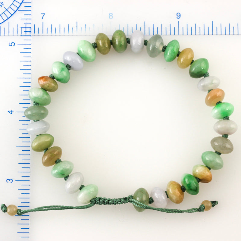 RAINBOW JADEITE JADE ADJUSTABLE ABACUS BEAD BRACELET UPC #391512