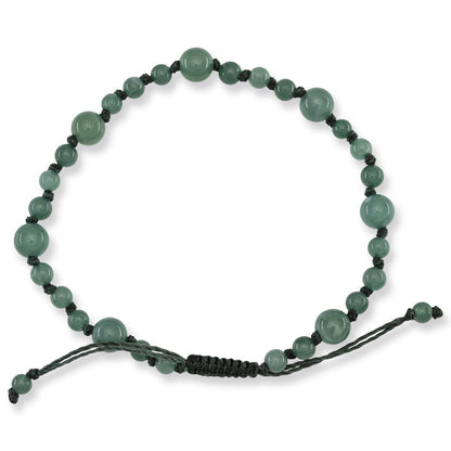 BLUE GREEN JADEITE JADE ADJUSTABLE BEAD BRACELET UPC #393387