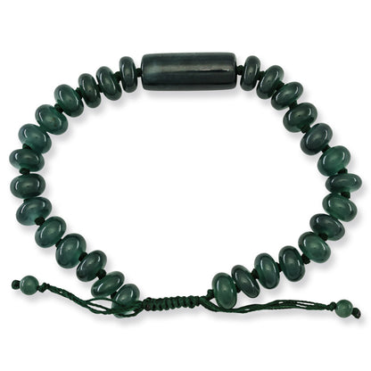 BLUE GREEN JADEITE JADE ADJUSTABLE BEAD BRACELET #393486