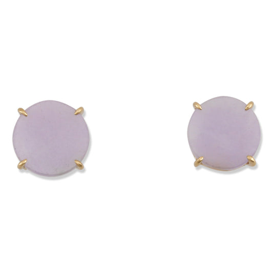 14K YELLOW GOLD LAVENDER JADEITE JADE STUD EARRING UPC #387409