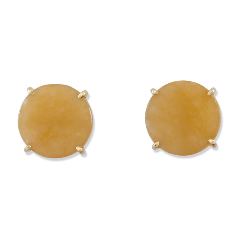 14K YELLOW GOLD YELLOW JADEITE JADE TABLET EARRING UPC #392137