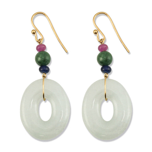 14K YELLOW GOLD ICY WHITE JADEITE JADE DROP EARRING UPC #374850