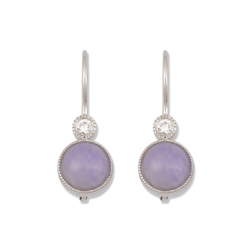 18K WHITE GOLD LAVENDER JADEITE JADE EARRING UPC #375987