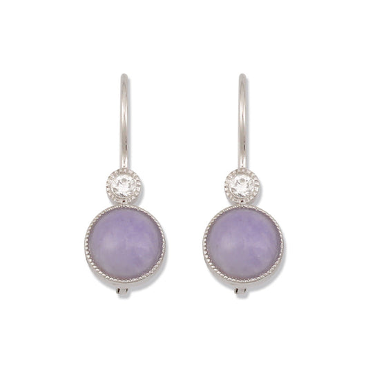 18K WHITE GOLD LAVENDER JADEITE JADE EARRING UPC #375987