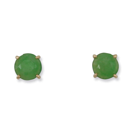 14K YELLOW GOLD GREEN JADEITE JADE STUD EARRING UPC #378520