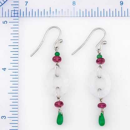 14K WHITE GOLD ICY WHITE JADEITE JADE DROP EARRING UPC #378636