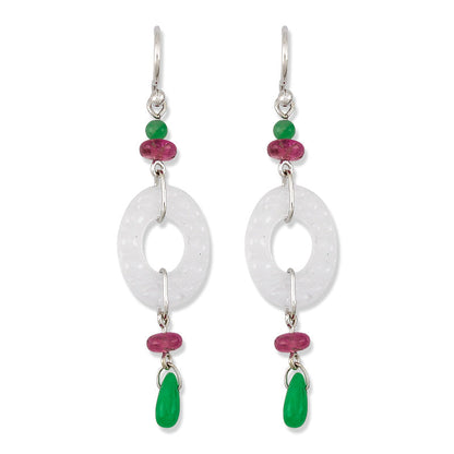 14K WHITE GOLD ICY WHITE JADEITE JADE DROP EARRING UPC #378636