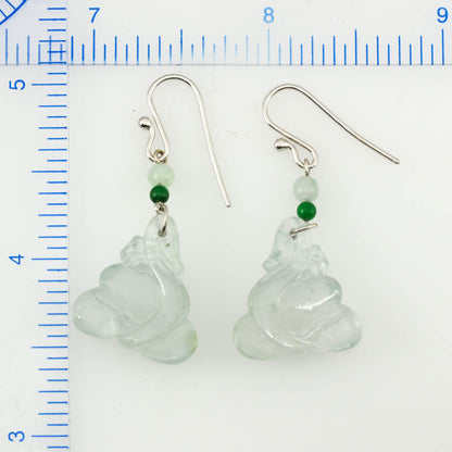 18K WHITE GOLD ICE JADEITE JADE CARVED DROP EARRING UPC #378698