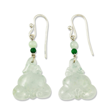 18K WHITE GOLD ICE JADEITE JADE CARVED DROP EARRING UPC #378698