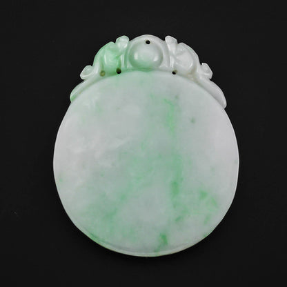 Green Jadeite Jade Loose Carving of Double Dragon with Orb on Circle | UPC #338371