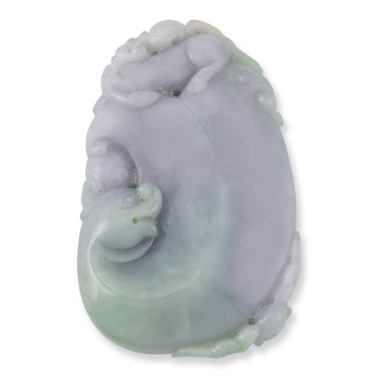 LAVENDER JADEITE JADE LOOSE DRAGON, HORSE & BAT CARVING UPC #368699