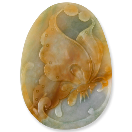 YELLOW JADEITE JADE LOOSE BUTTERFLY CARVING UPC #329195