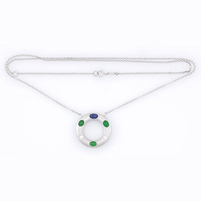 18K WHITE GOLD GREEN JADEITE JADE NECKLACE UPC #337961