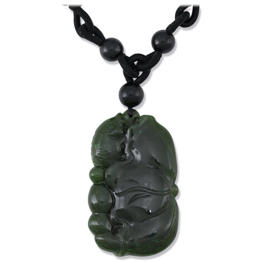 GREEN NEPHRITE JADE CARVED NECKLACE UPC #297654