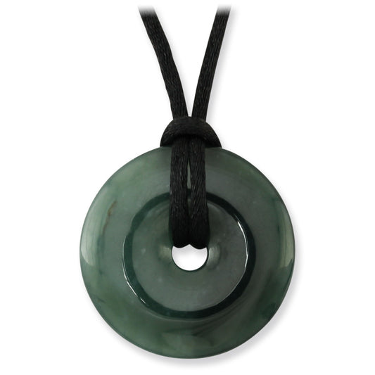 BLUE GREEN JADEITE JADE PI DISC ADJUSTABLE NECKLACE UPC #392700