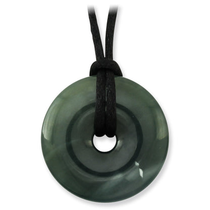 BLUE GREEN JADEITE JADE PI DISC ADJUSTABLE NECKLACE UPC #392717