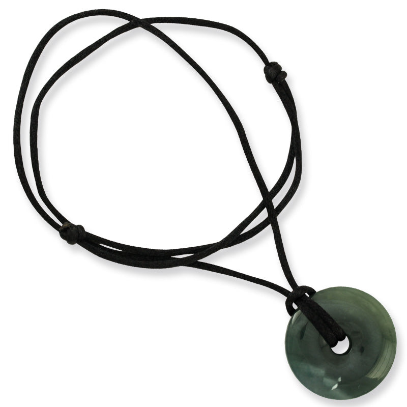 BLUE GREEN JADEITE JADE PI DISC ADJUSTABLE NECKLACE UPC #392717