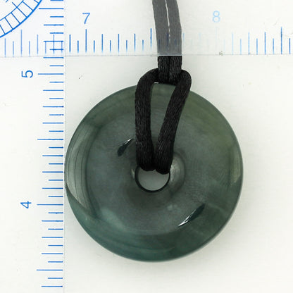 BLUE GREEN JADEITE JADE PI DISC ADJUSTABLE NECKLACE UPC #392717