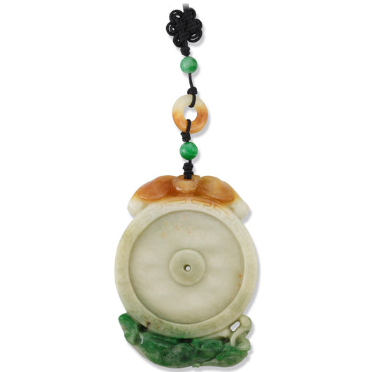 TRI-COLOR JADEITE JADE CARVED MEDALLION NECKLACE UPC #326798