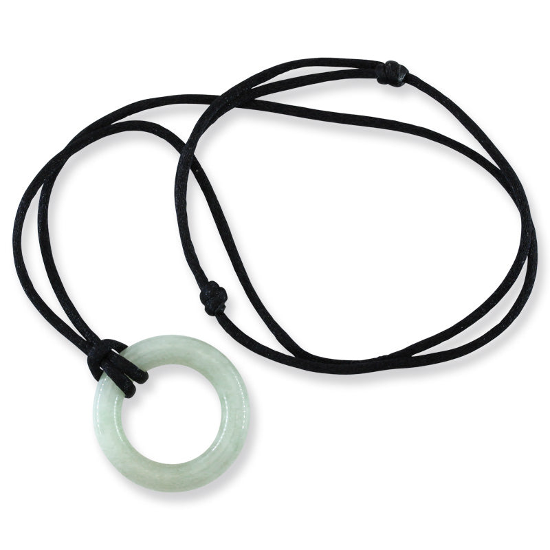 GREEN JADEITE JADE ADJUSTABLE OPEN CIRCLE NECKLACE UPC #352865