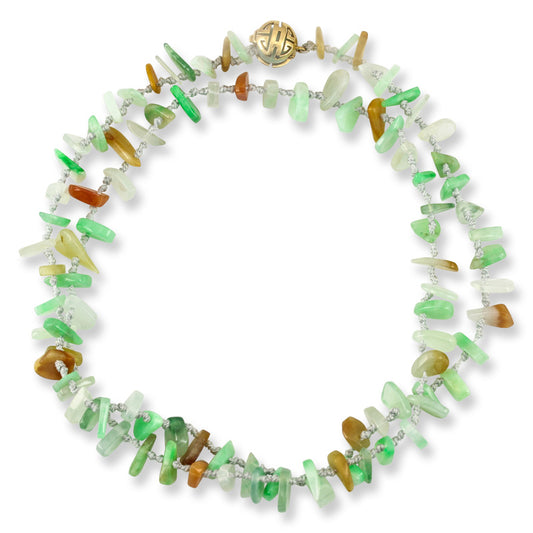 14K Rainbow Jade Bead Necklace | Freeform Jadeite Jade Stones on Cord | UPC #347656