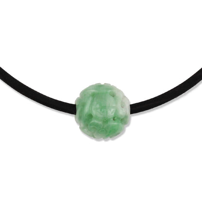 GREEN JADEITE JADE CARVED BEAD NECKLACE UPC #374157