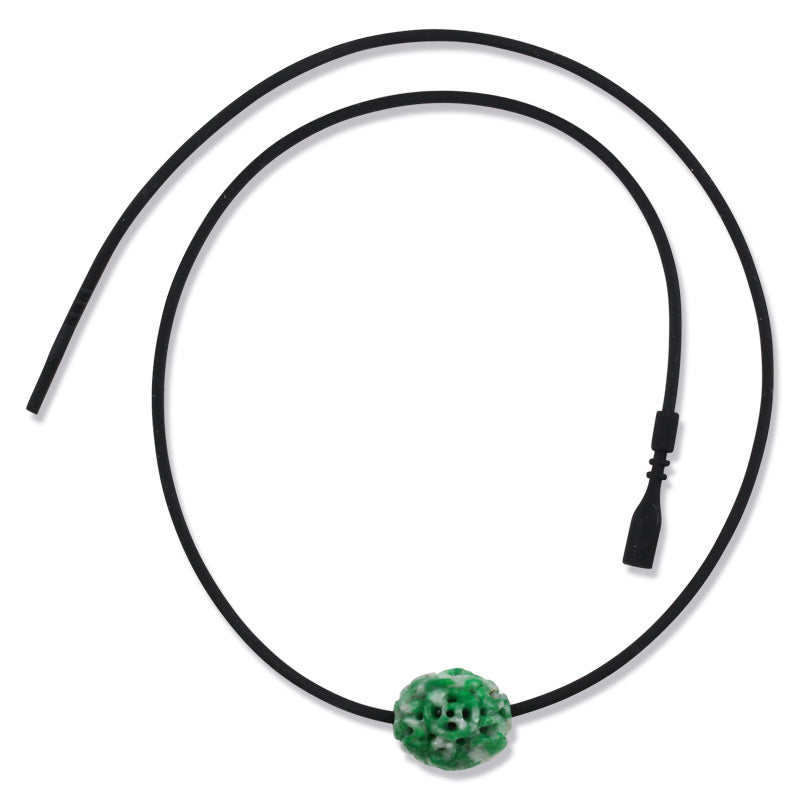 GREEN JADEITE JADE CARVED BEAD NECKLACE UPC #381513