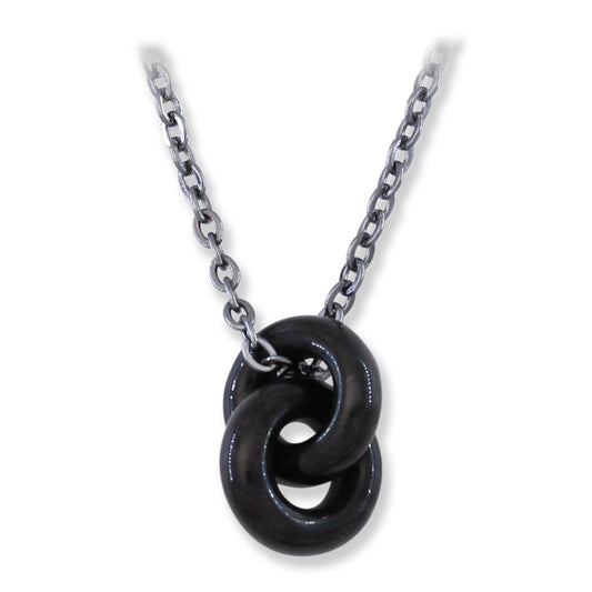 Grey Jadeite Jade Necklace Interlocking Double Ring | Interlocking Circle Necklace | UPC #392748