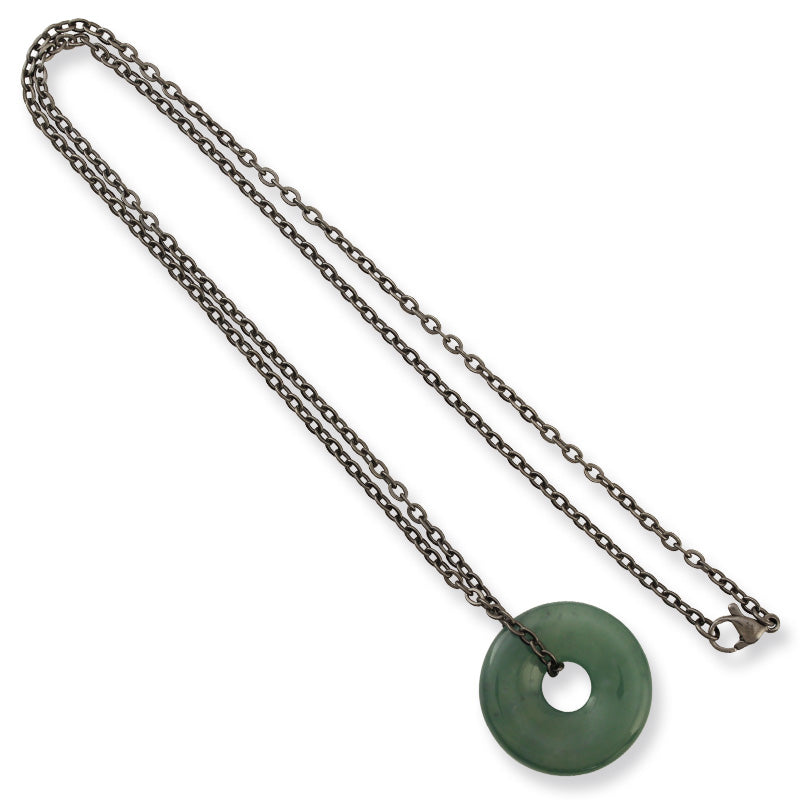 BLUE GREEN JADEITE JADE PI DISC NECKLACE UPC #392694