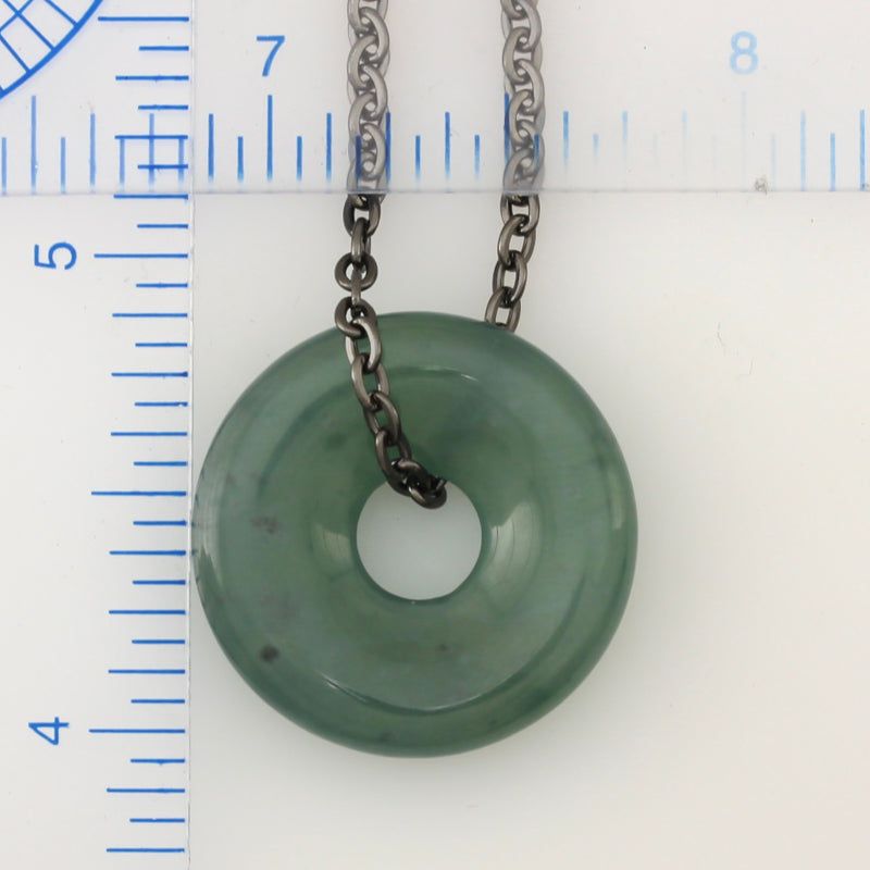 BLUE GREEN JADEITE JADE PI DISC NECKLACE UPC #392694